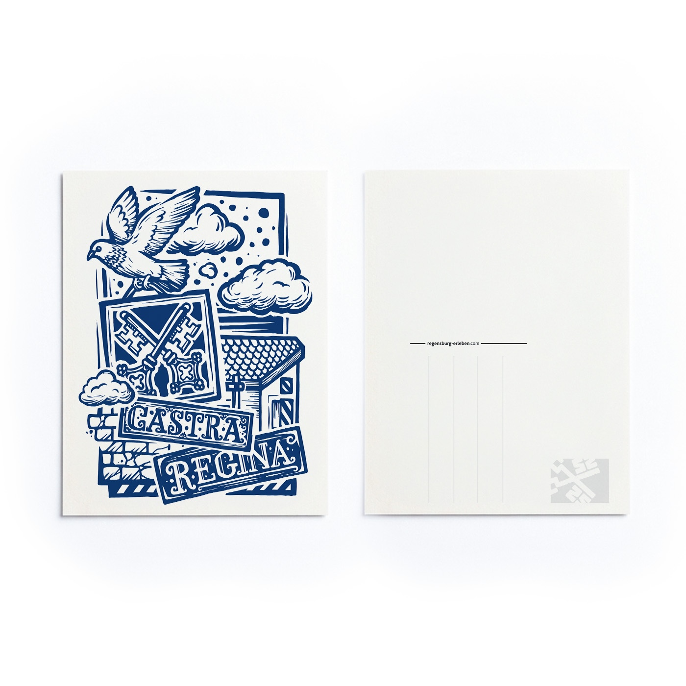 Postkarte Stadtillustration Regensburg